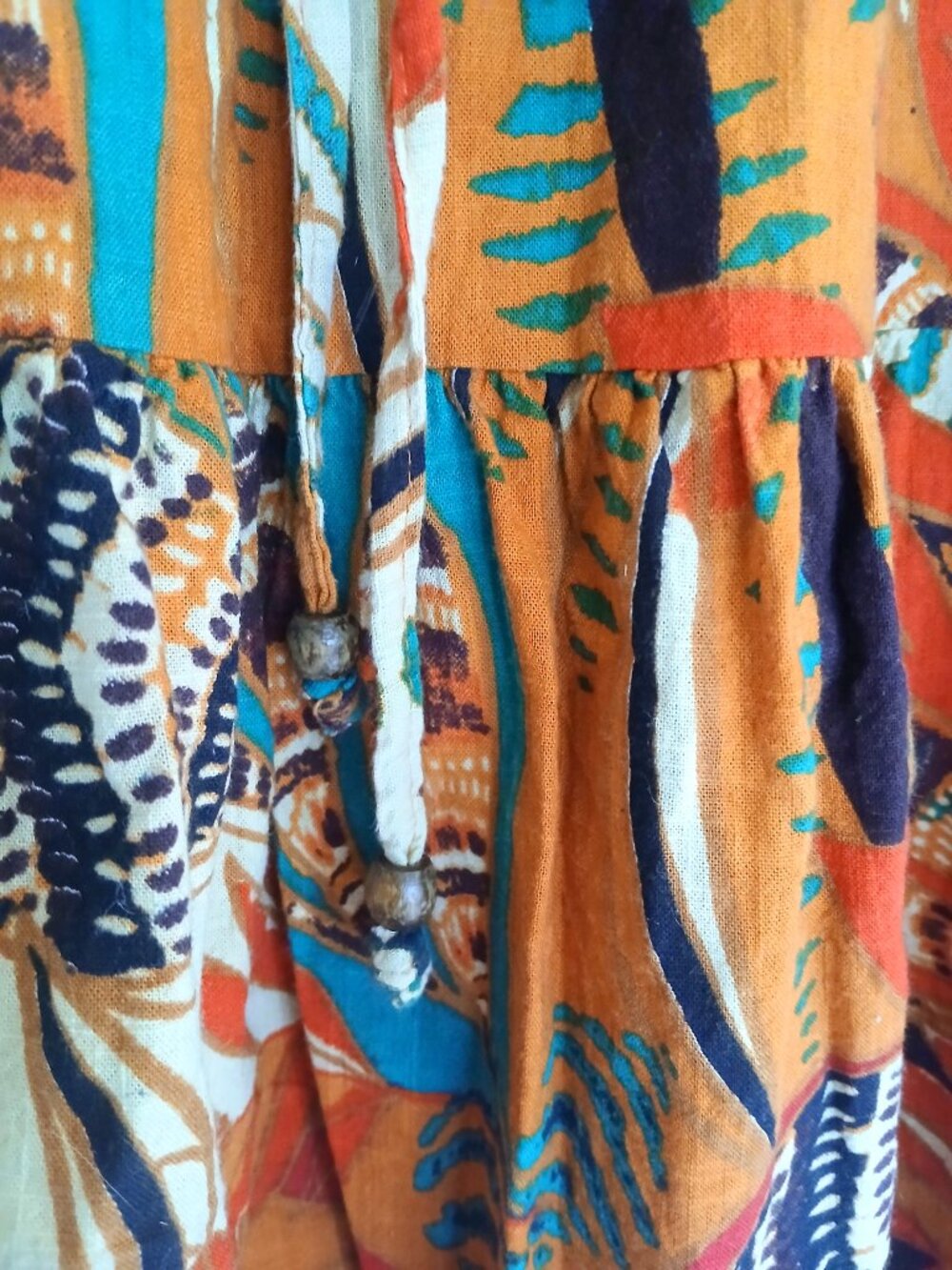 Mlle Gabrielle Elastic Waist Short Skirt L Tropical Boho Resort Made in India - Picture 4 of 7